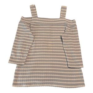 NWT Kut from the Kloth Blue and Cream Striped Polyester Cotton Knit Top Sz L